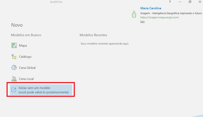 Iniciar sem um modelo