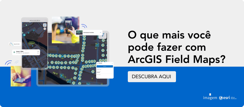 mapas e um título O que mais você pode fazer com ArcGIS Field Maps? e botão Descubra aqui