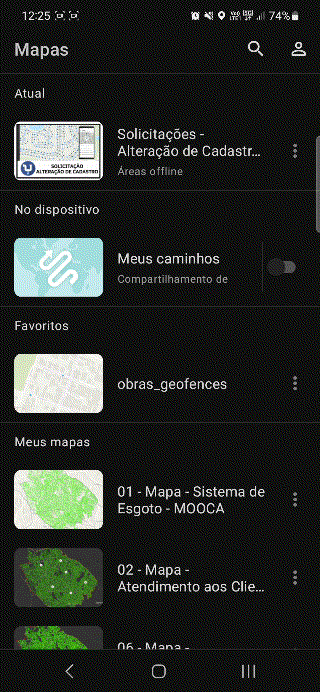 animação com compartilhamento de localização no field maps