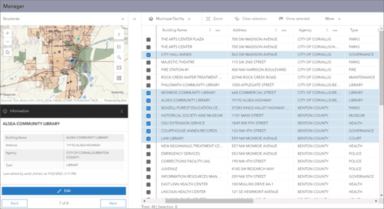 Localize, visualize e filtre registros em um mapa ou tabela no Manager ArcGIS