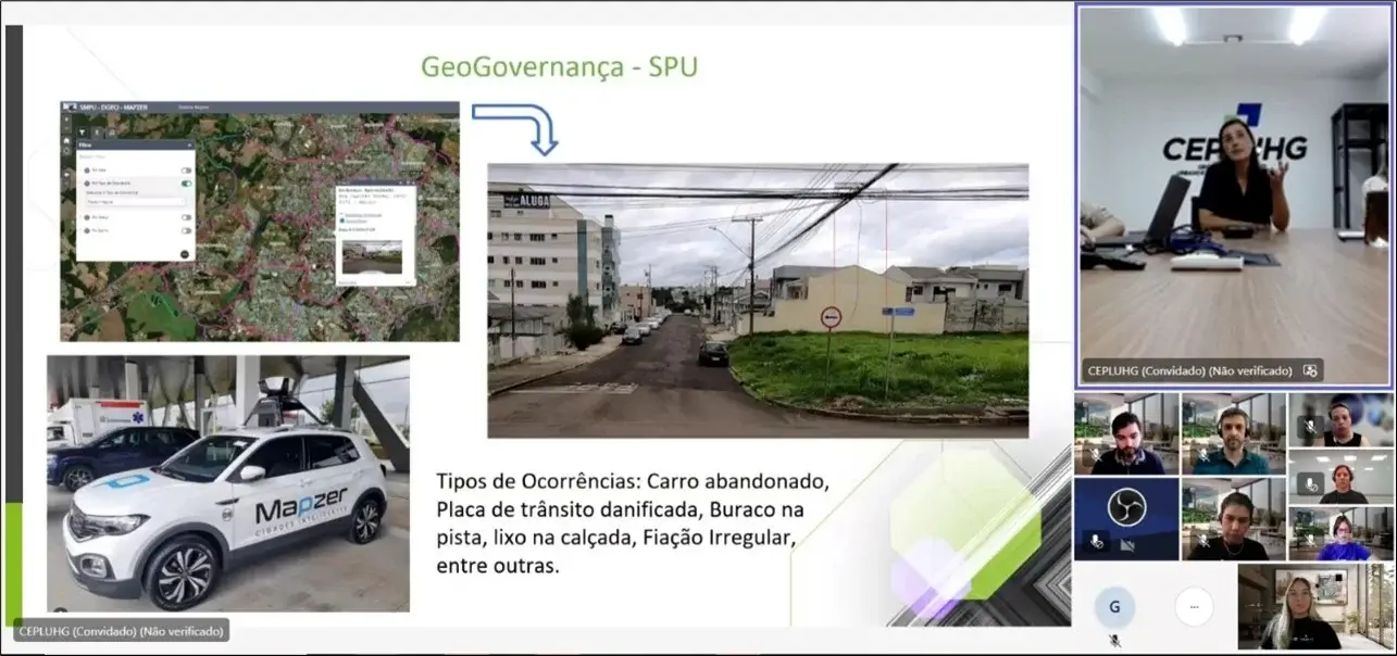 Slide do GeoGovernança SPU para manutenção da cidade de Guarapuava-PR
