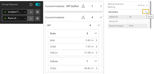 Painel de informações de uma camada de feature no ArcGIS Online, destacando relações de um-para-muitos entre árvores e espécies no banco de dados