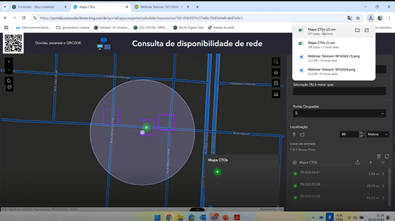 Página da galeria do ArcGIS Experience Builder, apresentando exemplos de aplicações desenvolvidas por clientes, com imagens de projetos como 'Silverwood Park Natural History Tour' e 'Mobility 2050 Projects'